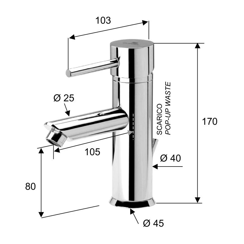 Miscelatore per lavabo dotato di scarico, serie suvi. serie minimalista raffinata e funzionale per ottenere il massimo confort