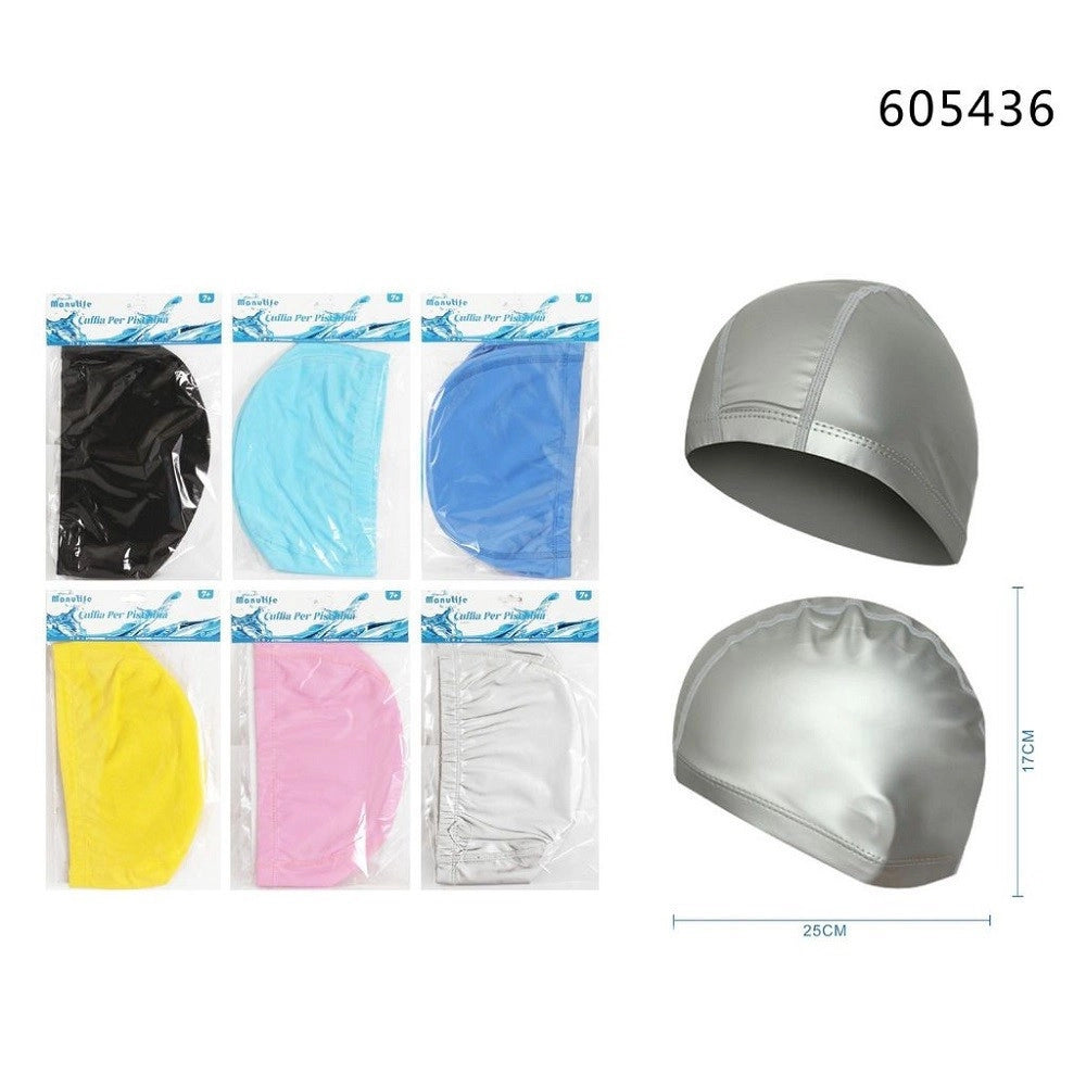 Trade Shop - Cuffia Piscina Mare Nuoto Tessuto Rivestito Silicone Tinta Unita 25x17cm 605436 -