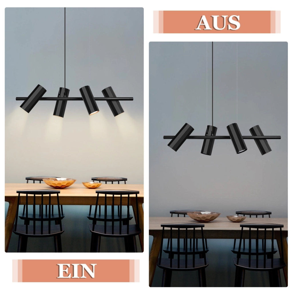 Lampada a sospensione ZMH in metallo nero diametro 66 centimetri 4 attacchi GU10 stile industriale moderno