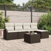 Set di divani con cuscino 6 pcs Marrone e bianco polyrattan 3354677