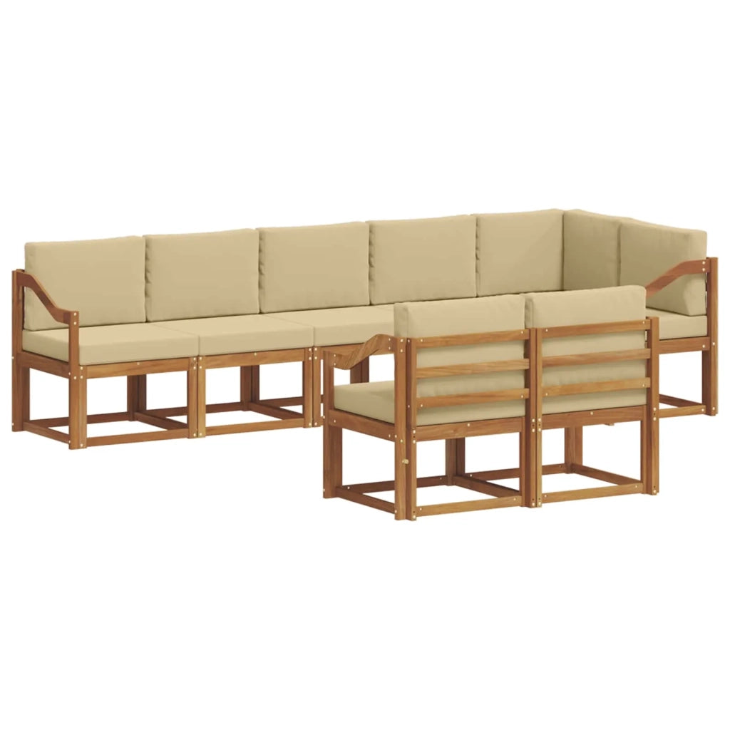 Set di divani da esterno con cuscino 8 pcs Naturale e Beige 3366586