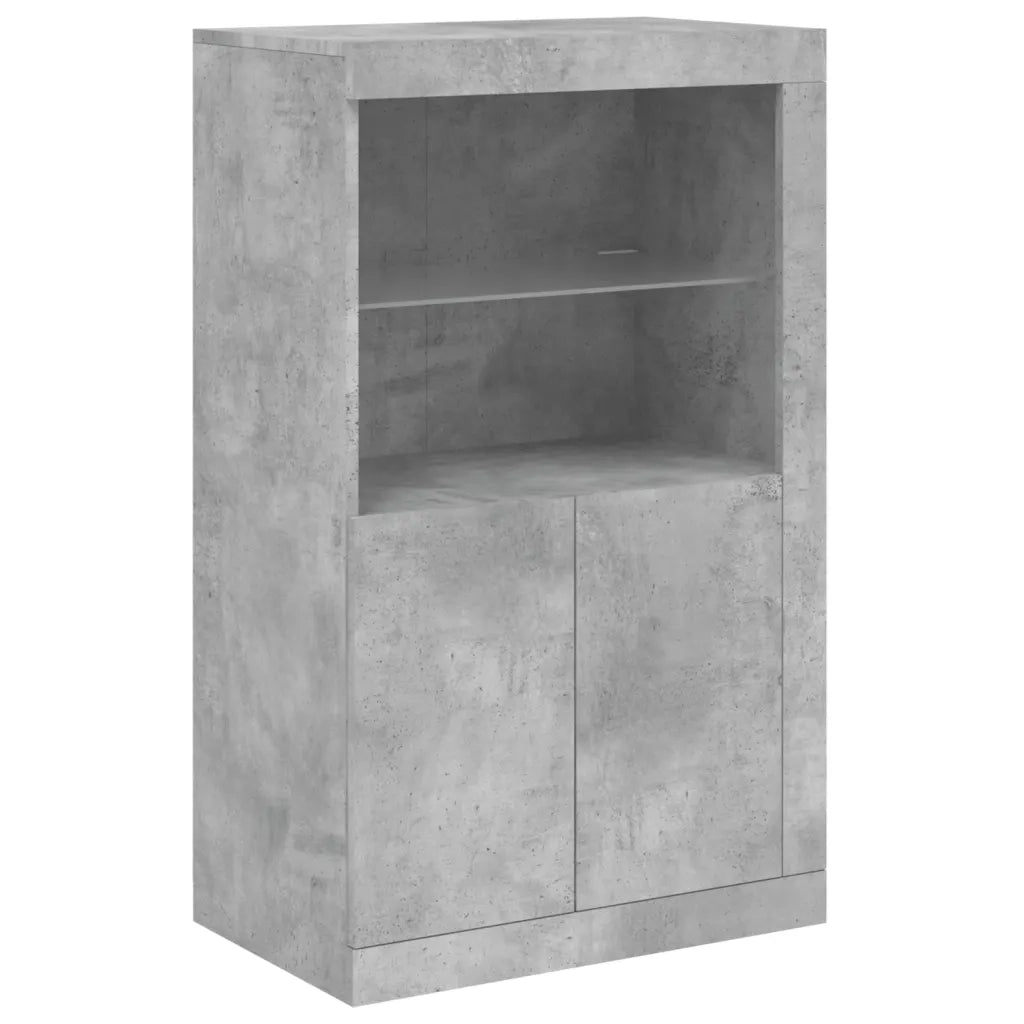 Credenza | Madia | Buffet da pranzo | Armadio da pranzo con Luci LED Grigio Cemento 181,5x37x100 cm
