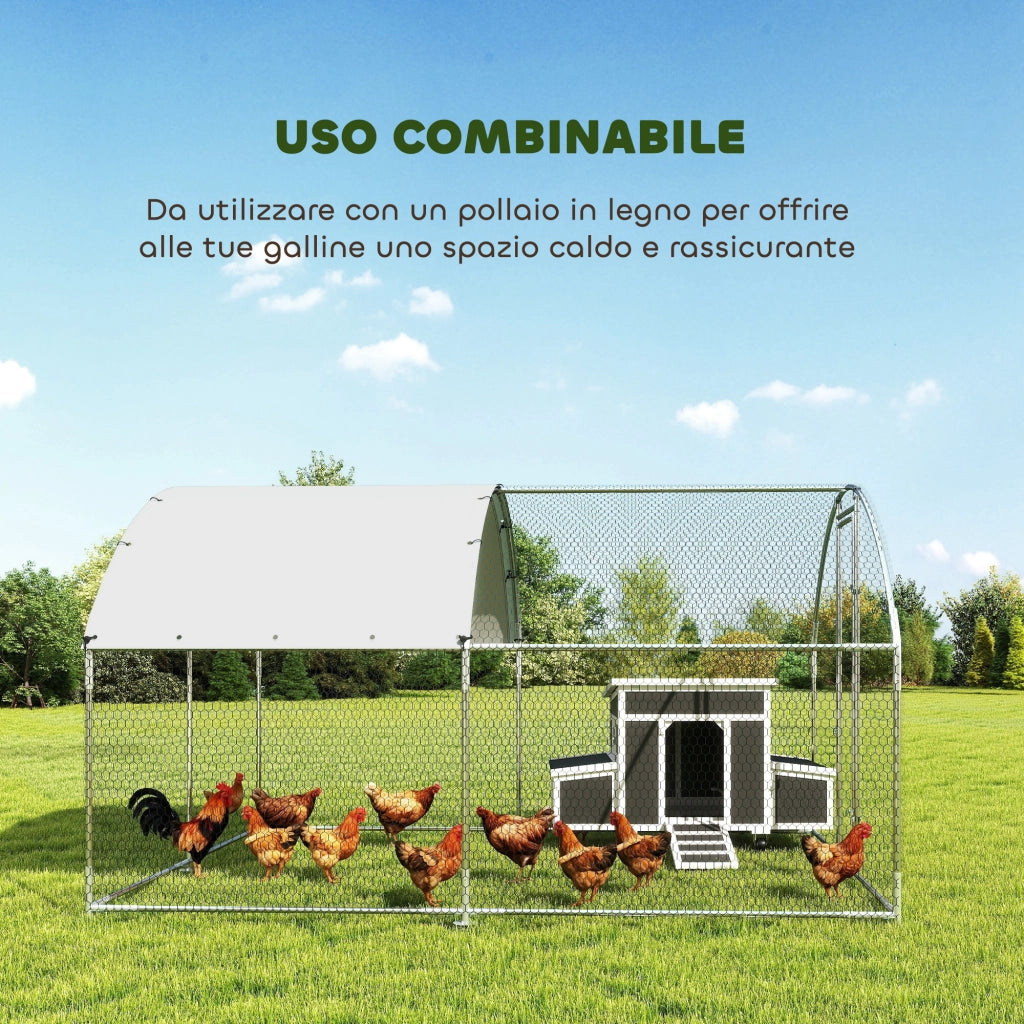 Pollaio per Galline da Giardino ¨C zephmum ¨C Acciaio Zincato Argento 2.8x3.4x1.9 m
