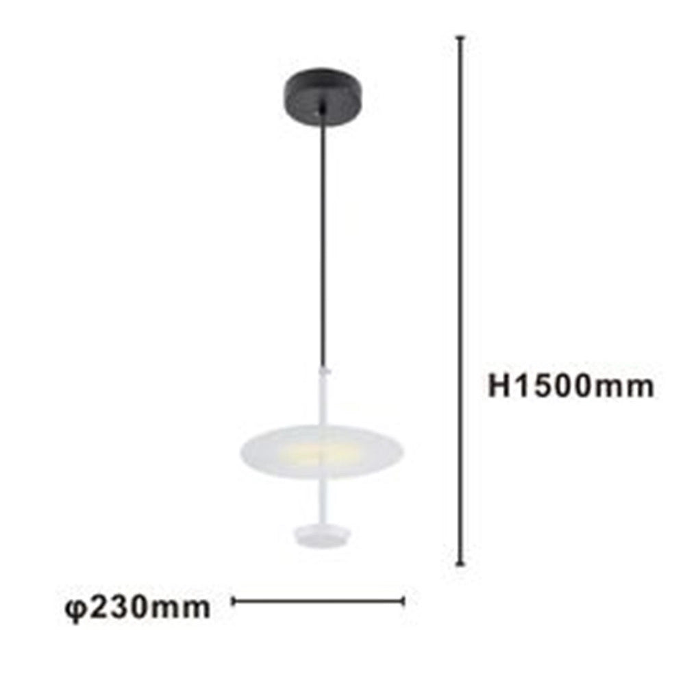 Trade Shop - Lampadario A Sospensione Luce 4000k Led 12w Disco Paralume Piatto Bianco Rotondo 33092 -