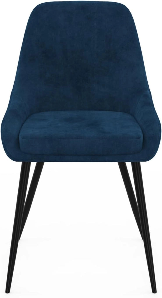 Set di 4 sedie THALYA in velluto blu con braccioli