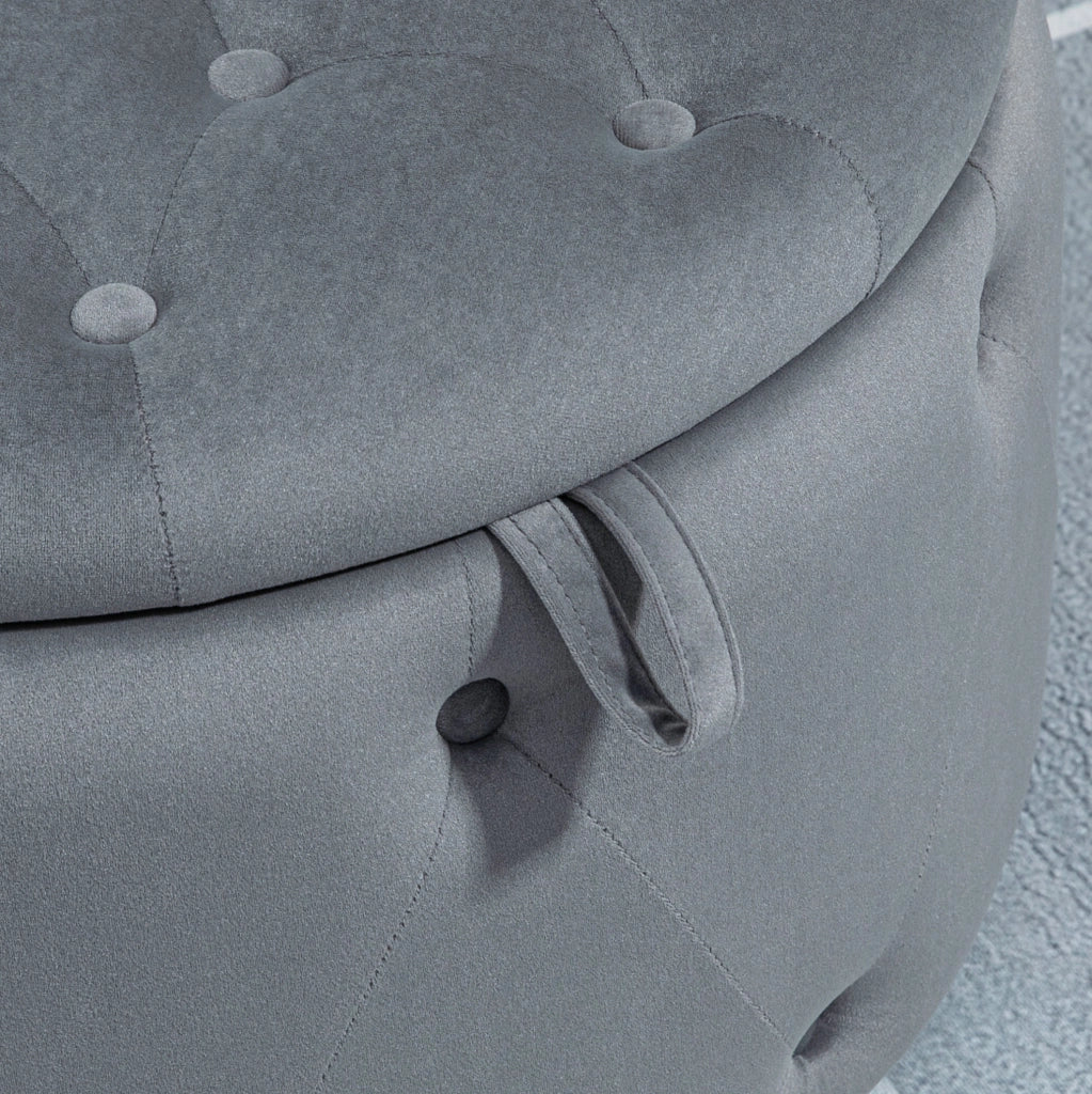 Pouf contenitore rotondo in poliestere grigio Ø60 x 40 cm