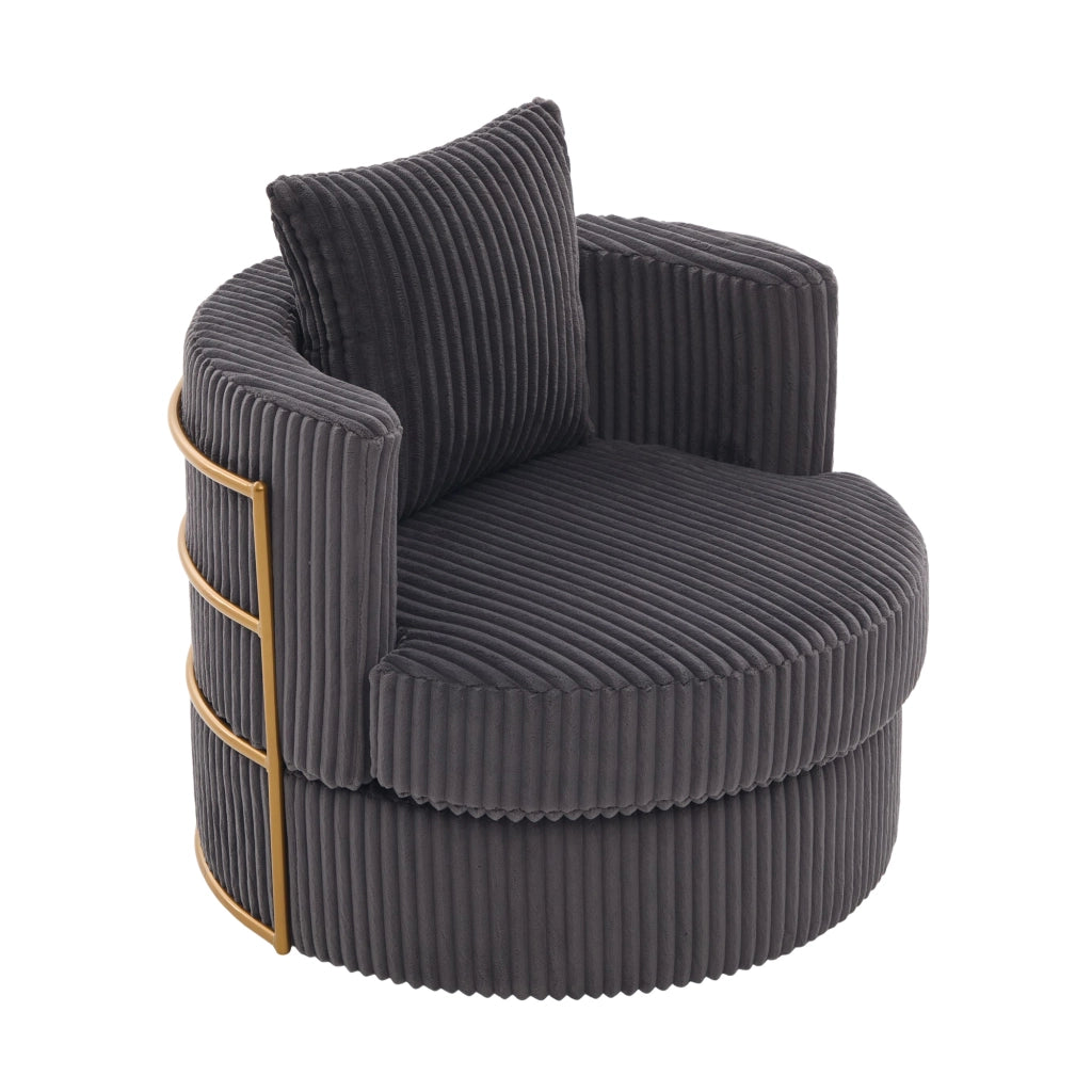 POLTRONA girevole 360° con vano contenitore 76x79x78 cm in corduroy grigio