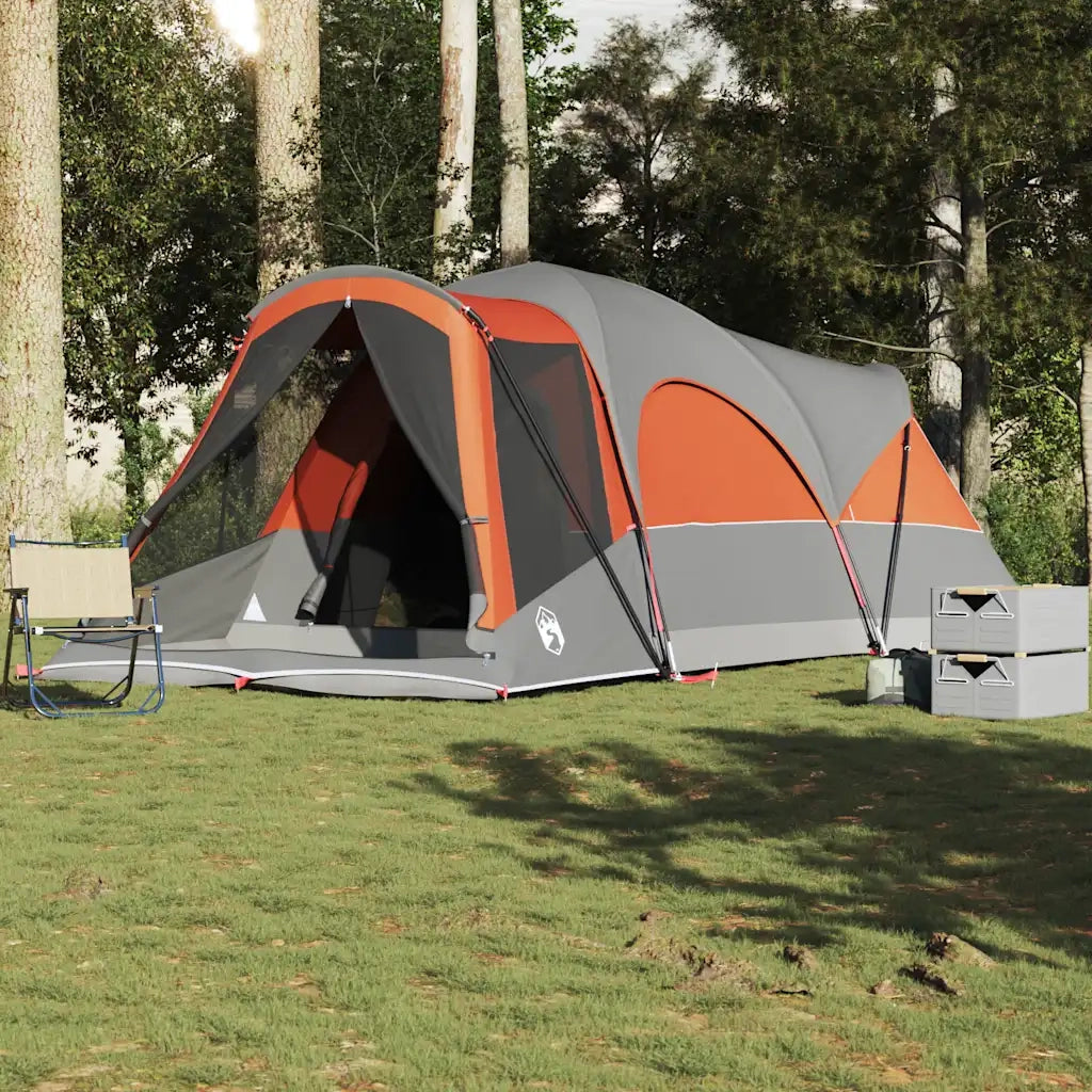 Tenda Familiare a Tunnel 8Persone Grigia Arancione Impermeabile 4009554