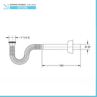 Sifone universale flessibile ed estensibile 1 1/4 bianco