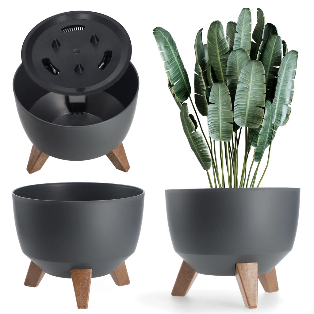 Vaso da fiori KADAX 24 cm con coperchio e piedini interni, colore antracite