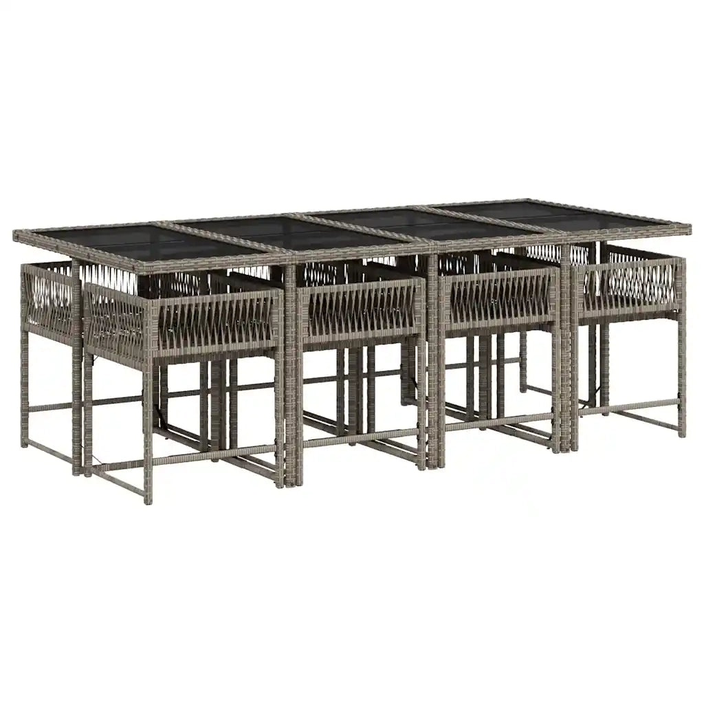 vidaXL Set da Pranzo da Giardino 9 pz con Cuscini in Polyrattan Grigio