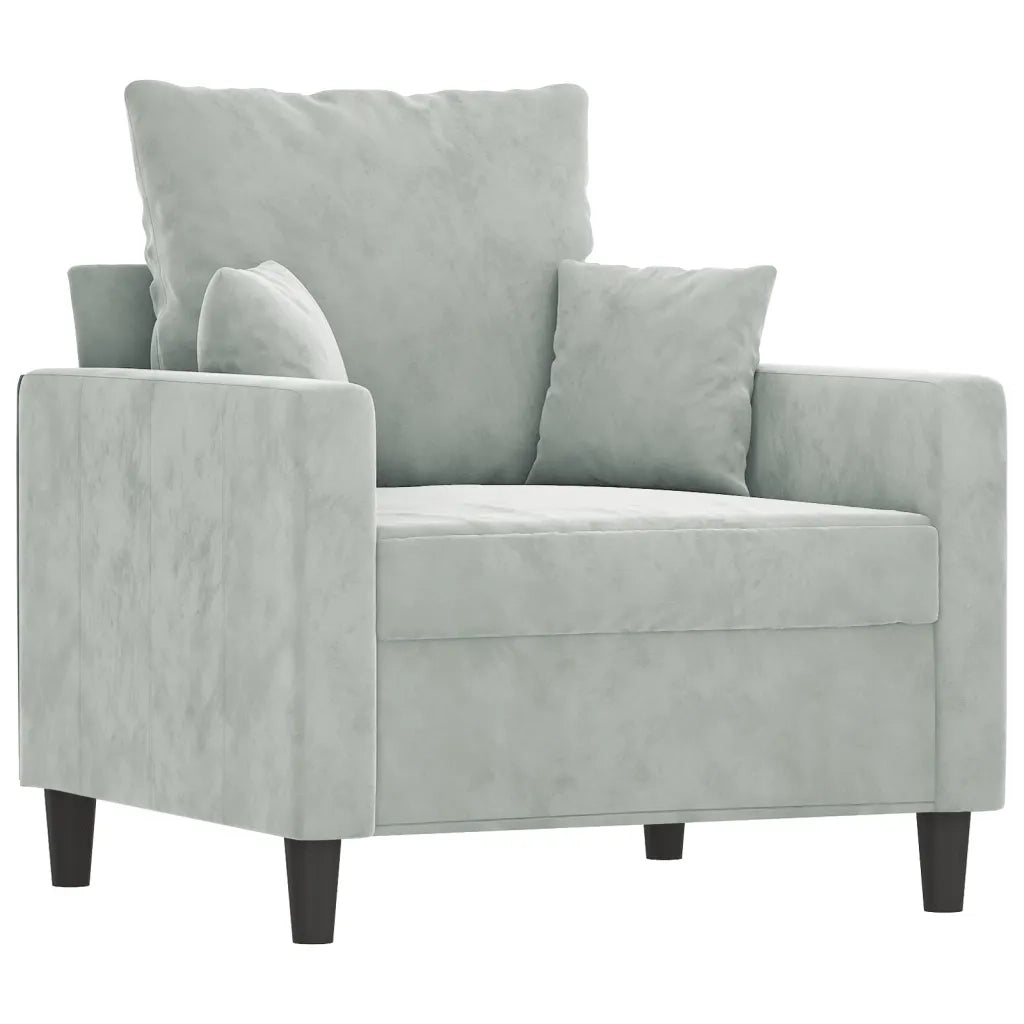 Poltrona-Divano Sedia Grigio Chiaro 60 cm Velluto 490837