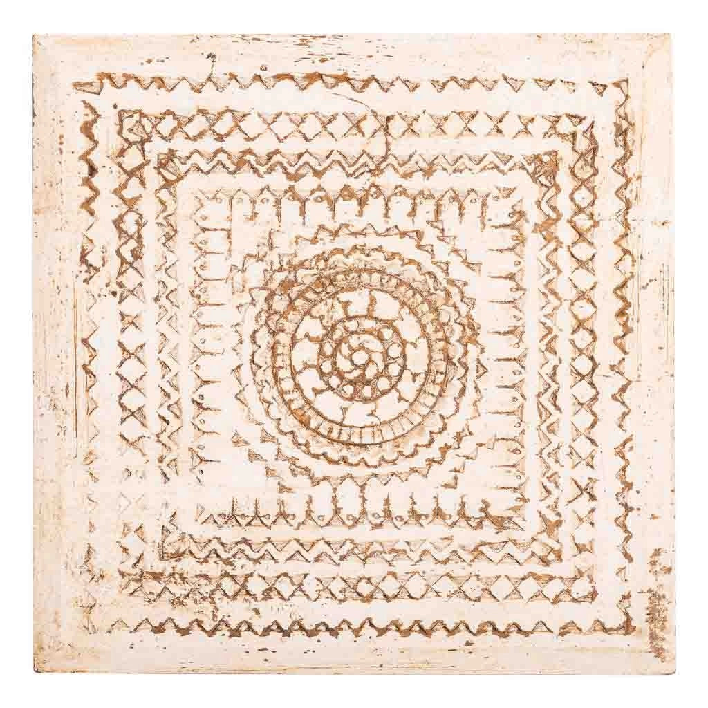 Tavolino in legno intagliato marrone 33x33x14h