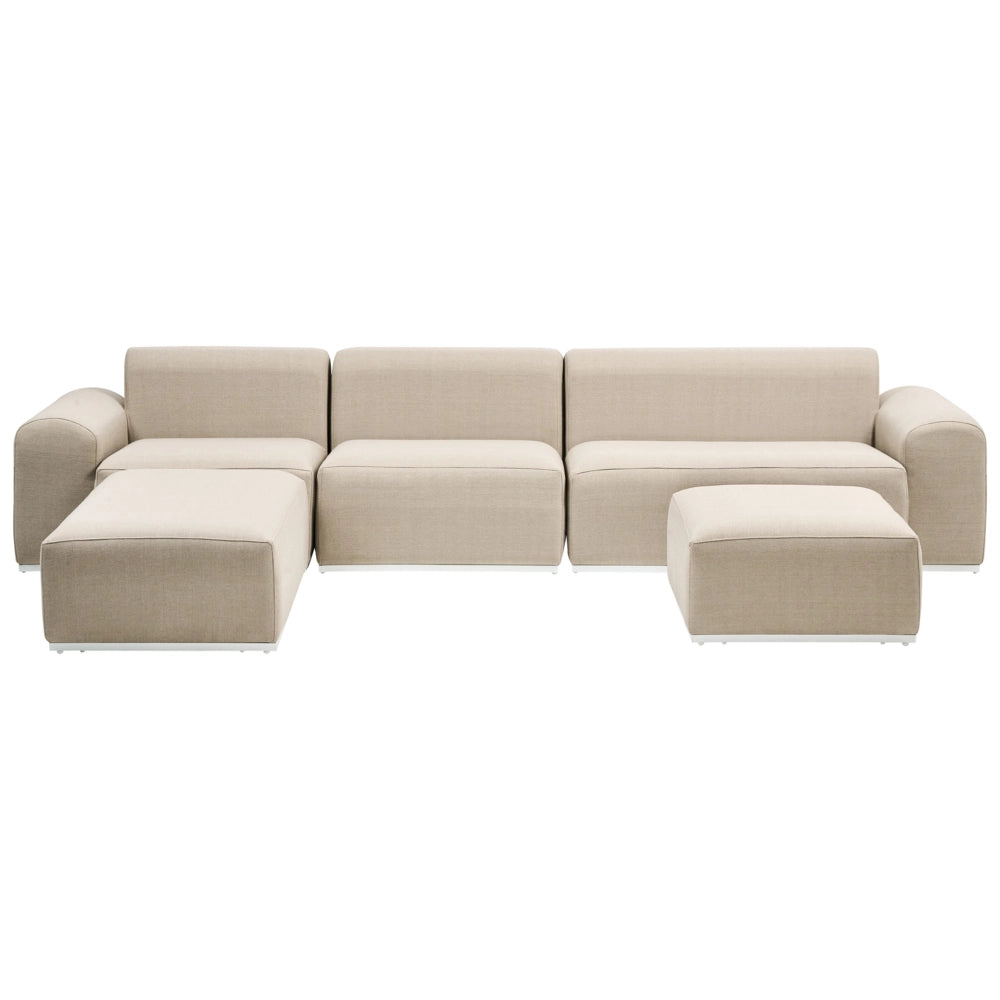 Set da salotto modulare in tessuto per esterni 7 posti reversibili struttura in alluminio beige da giardino
