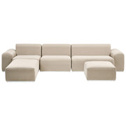 Set da salotto modulare in tessuto per esterni 7 posti reversibili struttura in alluminio beige da giardino