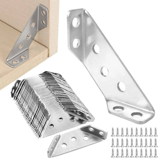 35 Pezzi di Supporto a T per Angolo in Acciaio Inox, Connettori a T Universali in Acciaio Inox, Viti a T per Angolo a Forma Trilatera, Connettore a T Multifunzionale, Connettore a T per Tavoli in Acciaio Inox
