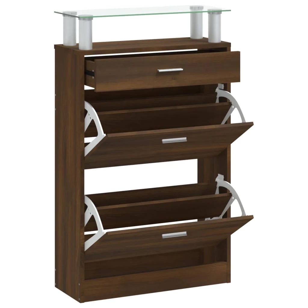 Scarpiera mobile contenitore per scarpe mobile per ingresso/corridoio/soggiorno 63 x 24 x 104 cm legno ingegnerizzato marrone 02_0021645