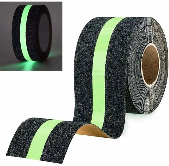 Tappetino antiscivolo luminoso, adesivo antiscivolo per scale, nastro di sicurezza molto resistente, adatto per scale, piattaforme interne ed esterne, 50 mm x 5 m.