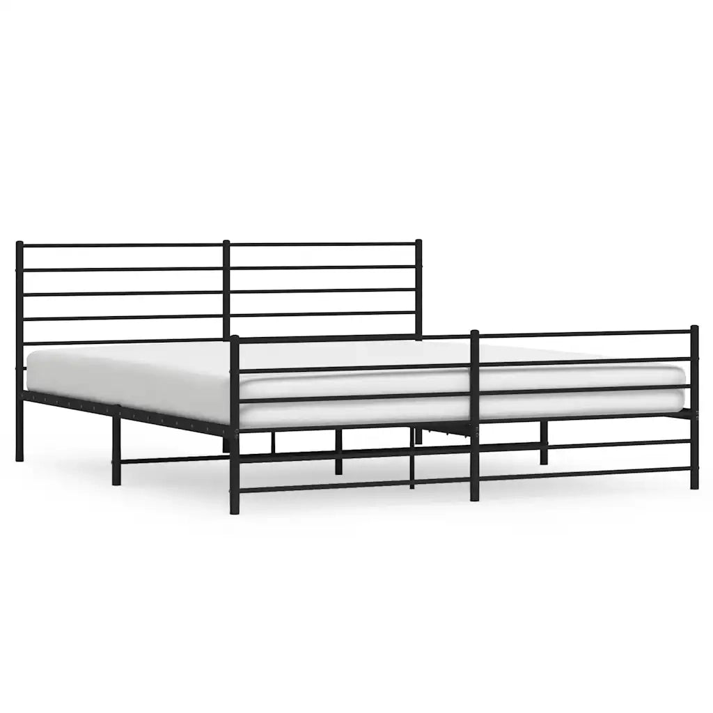 Giroletto senza Materasso con Pediera-Struttura Letto in Metallo Nero 180x200 cm 511680