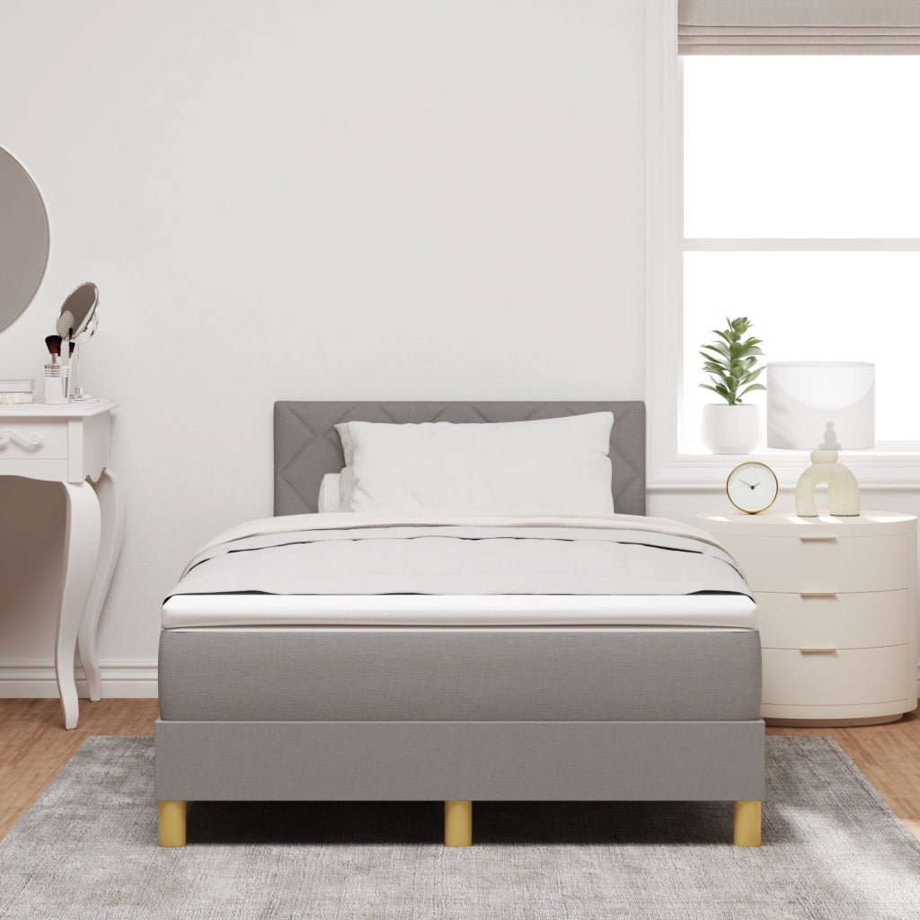 Letto a Box Spring con Materasso e Luce LED Tortora 120x200 cm Tessuto