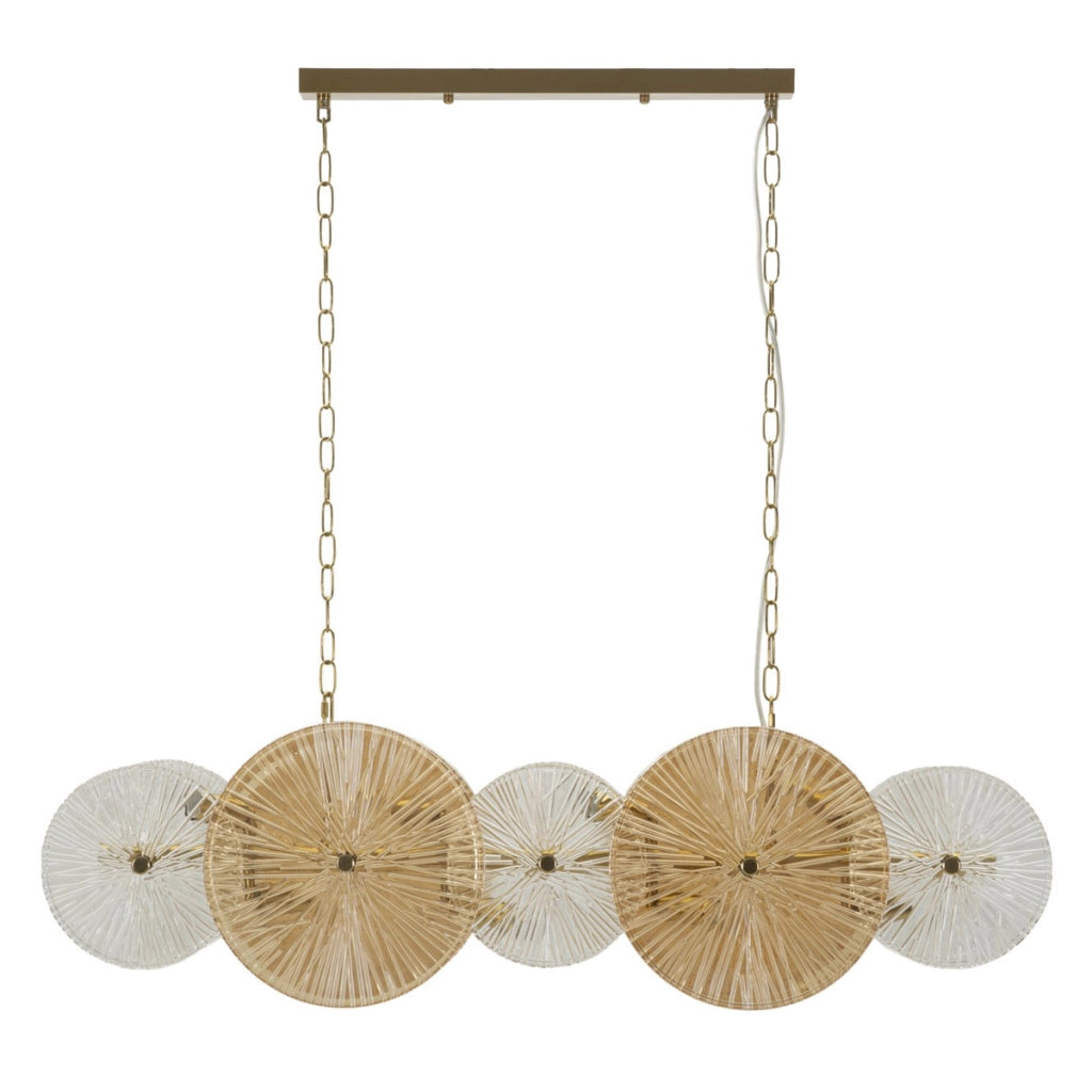 Lampada a Sospensione VKH917, Marrone, Vetro, 100x23x28 cm