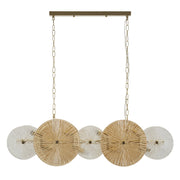 Lampada a Sospensione VKH917, Marrone, Vetro, 100x23x28 cm