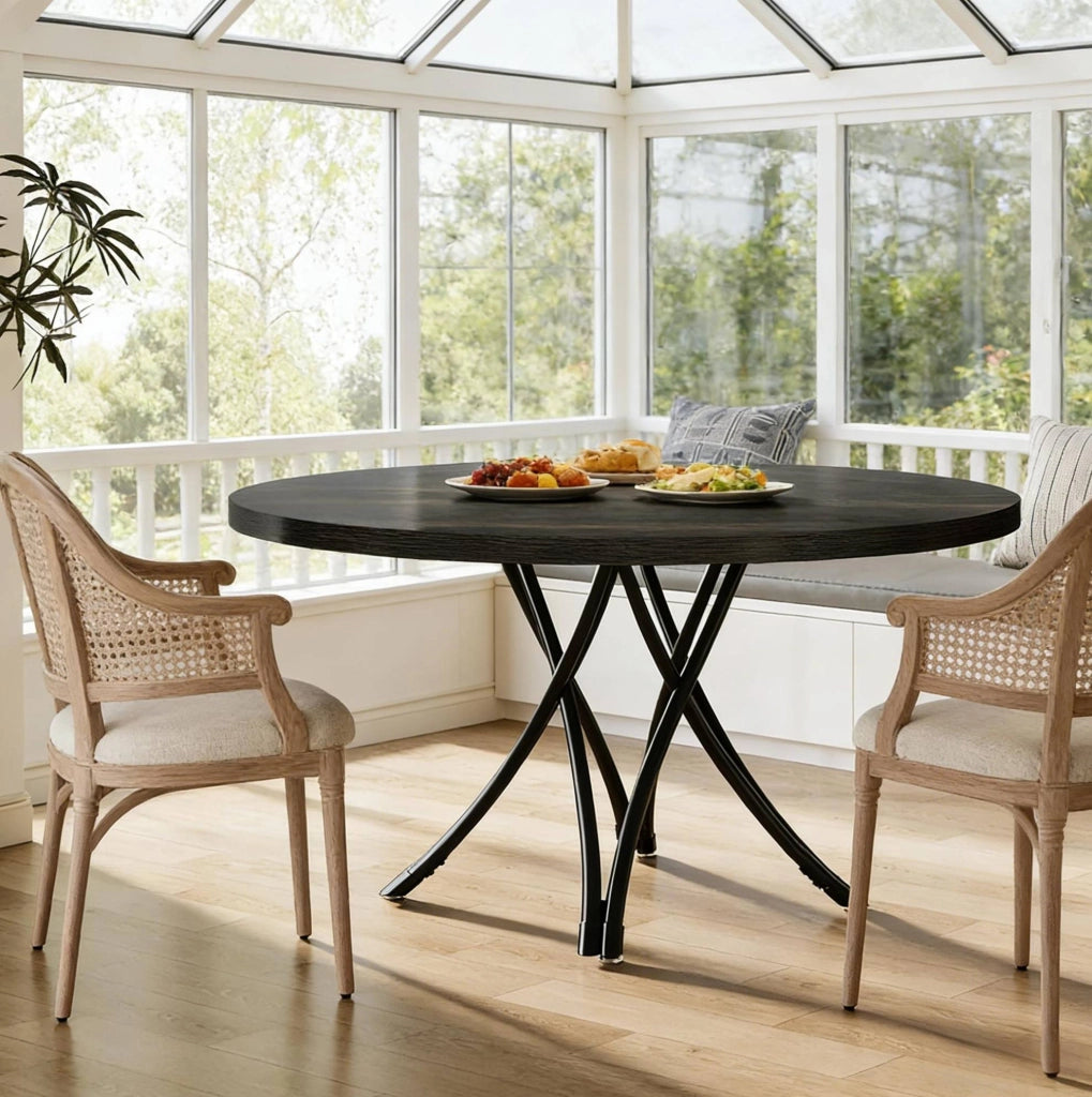 Tavolo da pranzo rotondo nero Ø120 cm per 4-6 persone