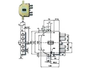 SERRATURA TRIPLICE APPLICARE CON SCROCCO DOPPIA MAPPA BLINDATE 2155  mm.60 SX (215513)    CR