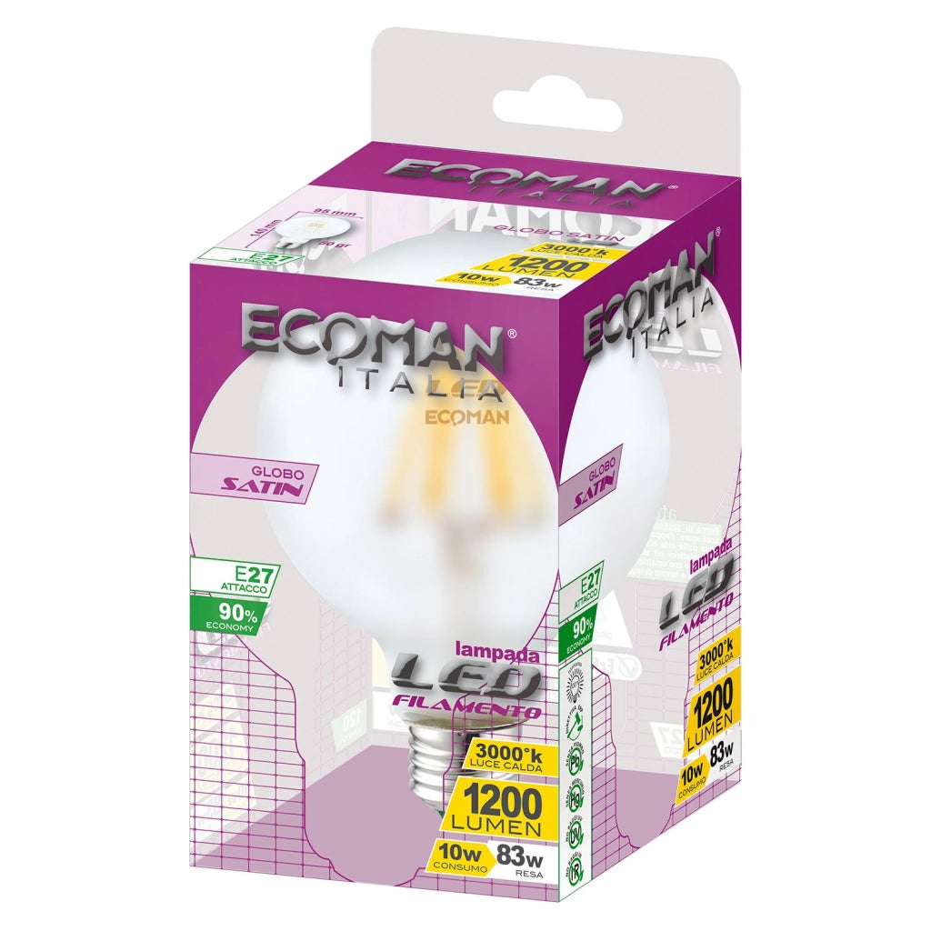 Lampadina LED globo filo Satin 10W