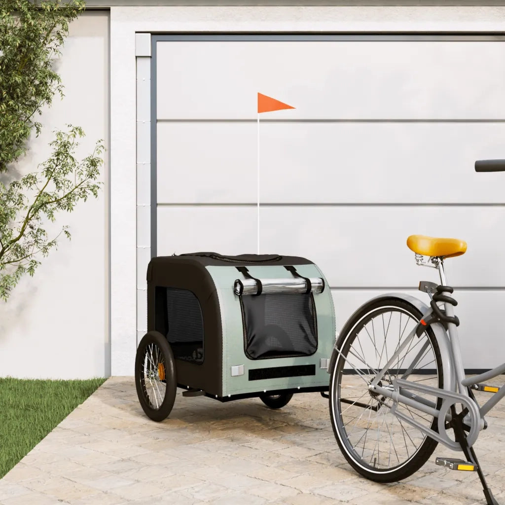 Rimorchio da Bici per Animali Grigio e Nero Oxford e Ferro CFW3428640