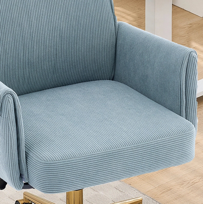 Sedia da ufficio ergonomica blu in velluto a coste