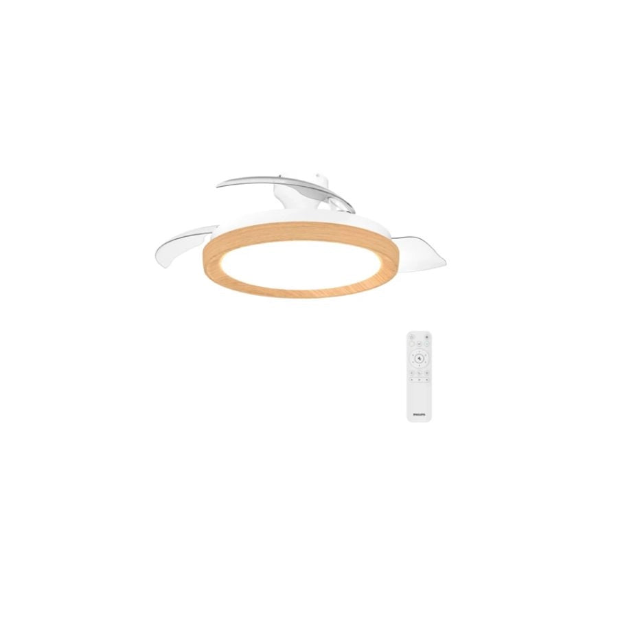 VENTILATORE DA SOFFITTO CON PALE RETRATTILI LED DIMMERABILE COLOR LEGNO DI PHILP