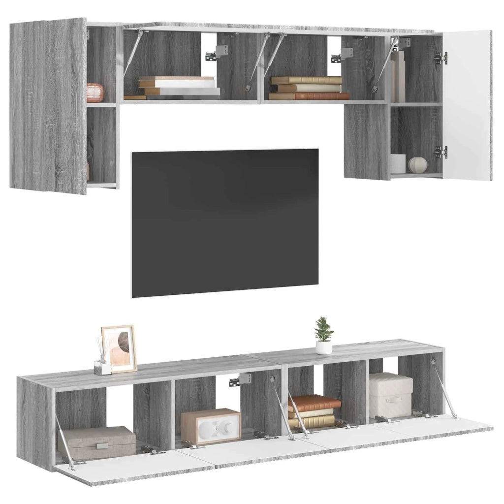 Set mobile TV 4 pcs Grigio Sonoma Legno multistrato
