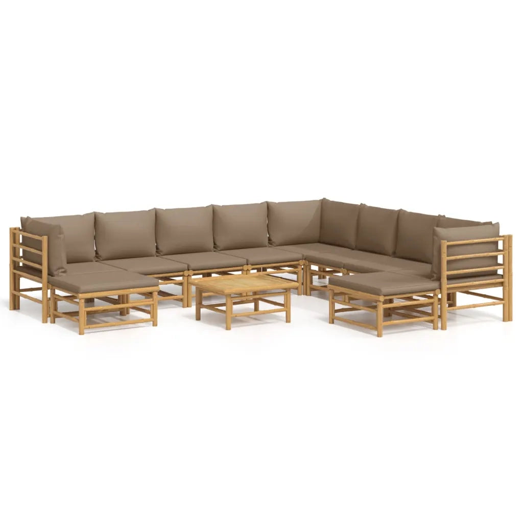 Set Salotto da Giardino 11pz con Cuscini Tortora BambÃ¹cod mxl 100299