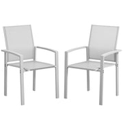 Sedie da Giardino Impilabili ¨C zephmum ¨C Grigio Chiaro, Acciaio e Textilene, 56x58x89 cm