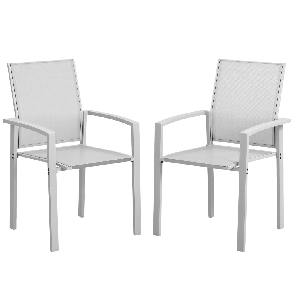 Sedie da Giardino Impilabili ¨C zephmum ¨C Grigio Chiaro, Acciaio e Textilene, 56x58x89 cm