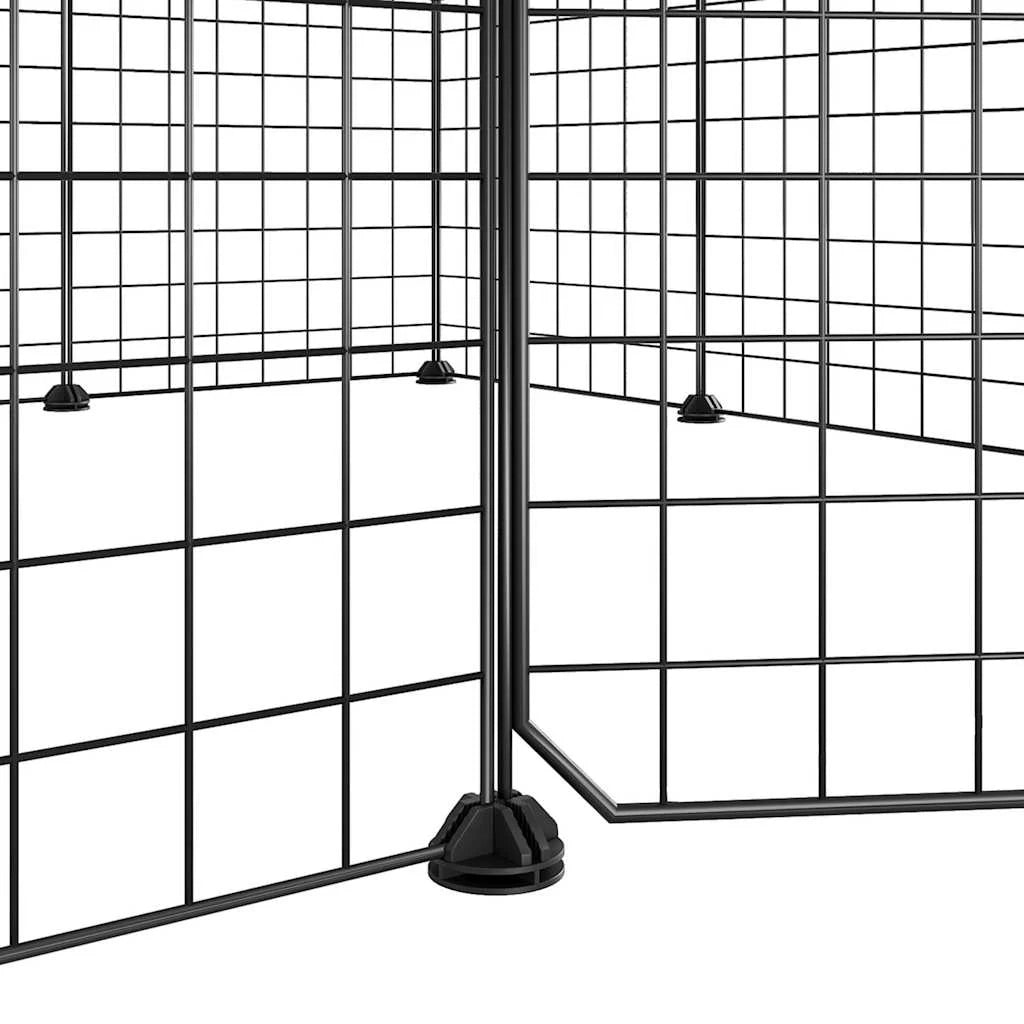 Gabbia per animali domestici a 12 pannelli con porta 35 x 35 cm nera 02_0041562