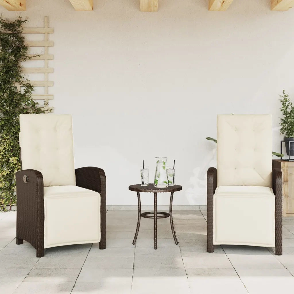 Set Bistrò 3 pz con Cuscini Marrone in Polyrattan