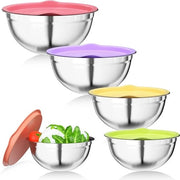Saladekommen in acciaio inossidabile con coperchio ermetico, 4,5 l, 3,5 l, 2,5 l, 2,5 l, 2 l, 1,4 l, set di contenitori sovrapposti e lavastoviglie resistente