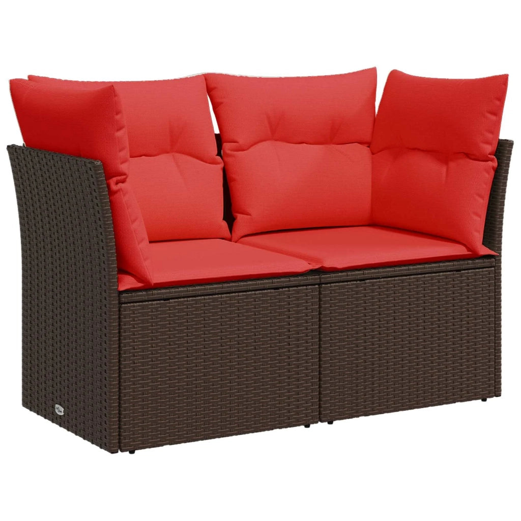 Set di divani 8 pz Marrone e Rosso Rattan sintetico e Acciaio 3448273