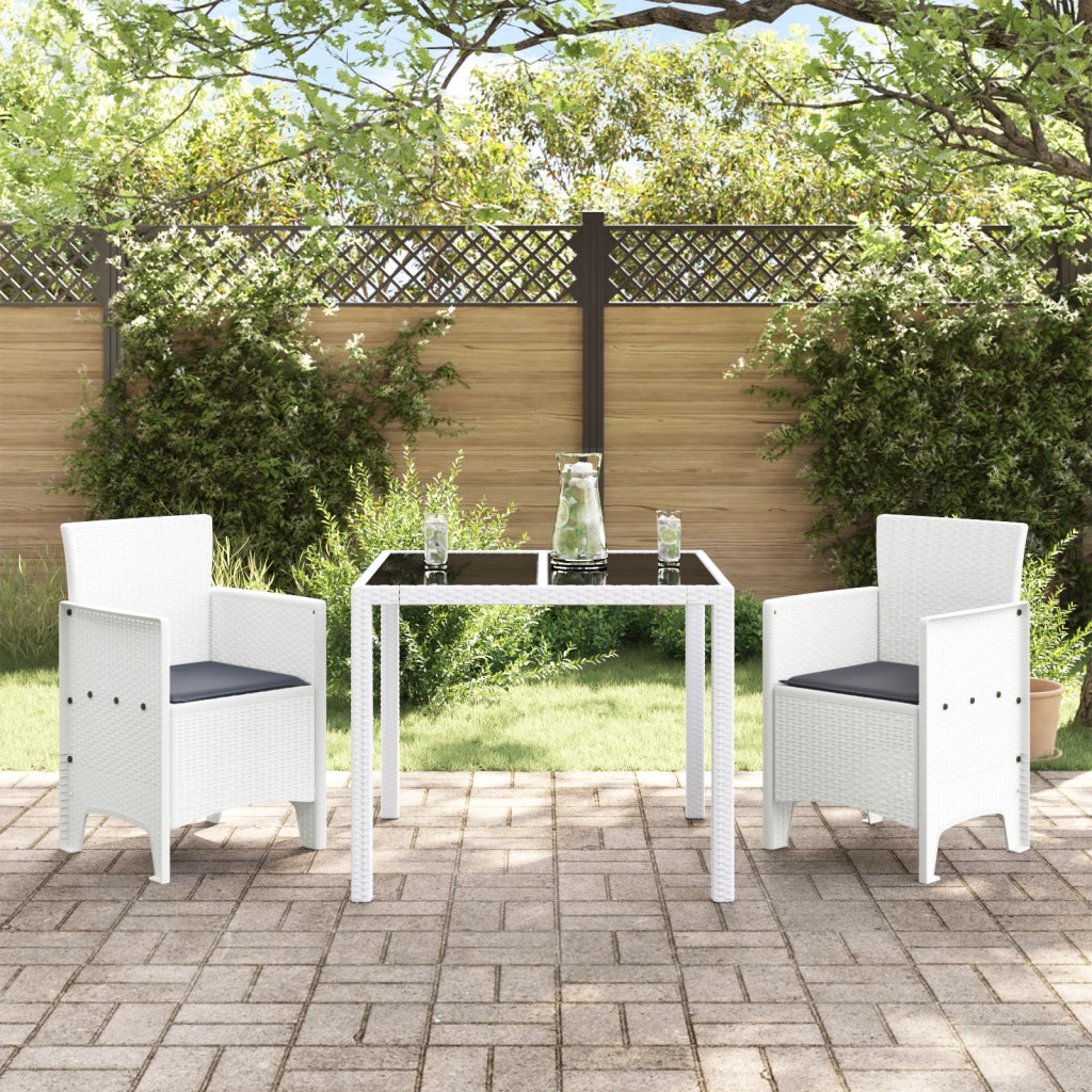Sedie da giardino con cuscini 2 pz Bianco Polyrattan