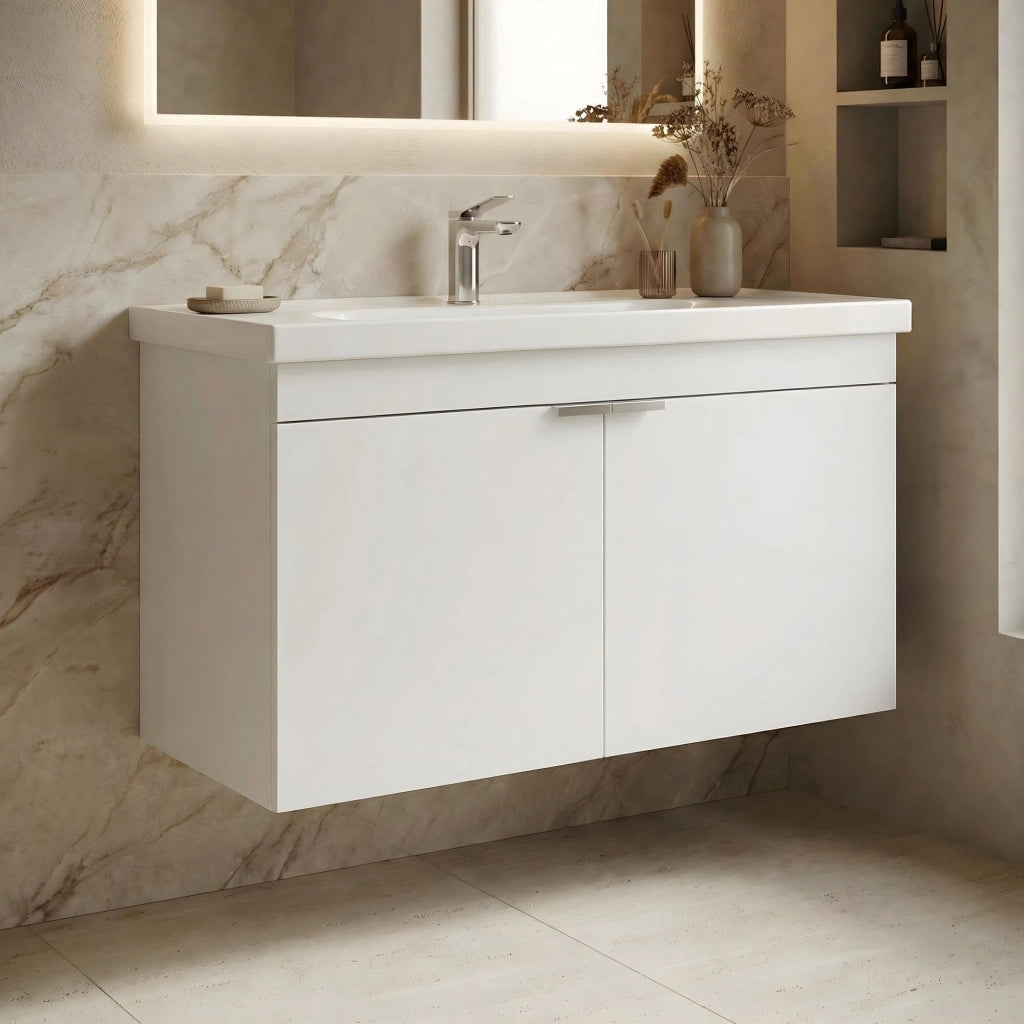 Mobile lavabo "Desna 90" - 90 x 45 x 58 cm - Bianco opaco