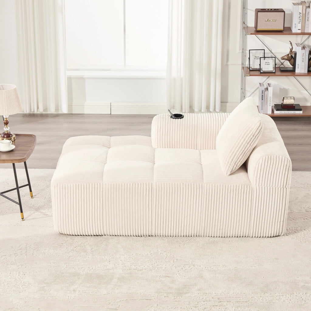 DIVANO Compatto con tasche laterali e portabicchieri 158x93x61 cm Corduroy Beige