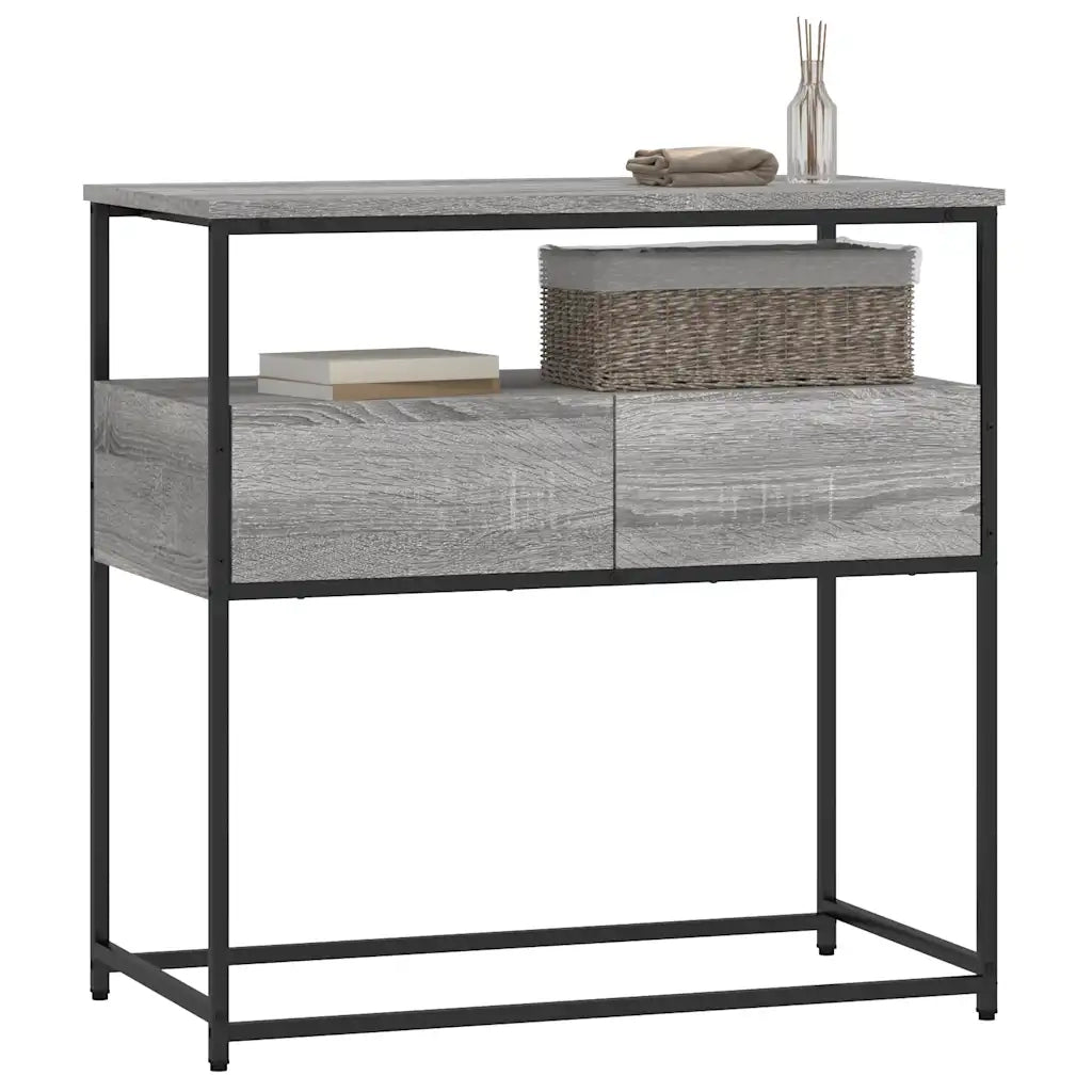 Tavolino Consolle-Tavolino da soggiorno-Tavolo Grigio Sonoma 75x40x75 cm Legno Multistrato