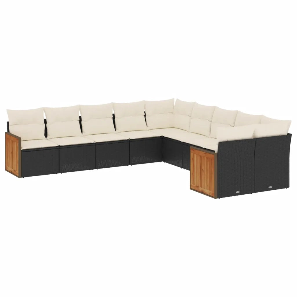 Set Divani da Giardino 10pz con Cuscini in Polyrattan Nerocod mxl 88131
