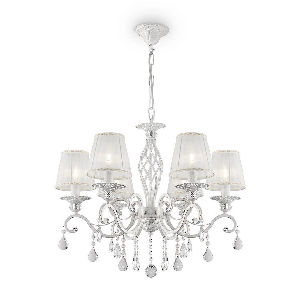 Lampadario classico Grace bianco con cristalli 6xE14 Maytoni