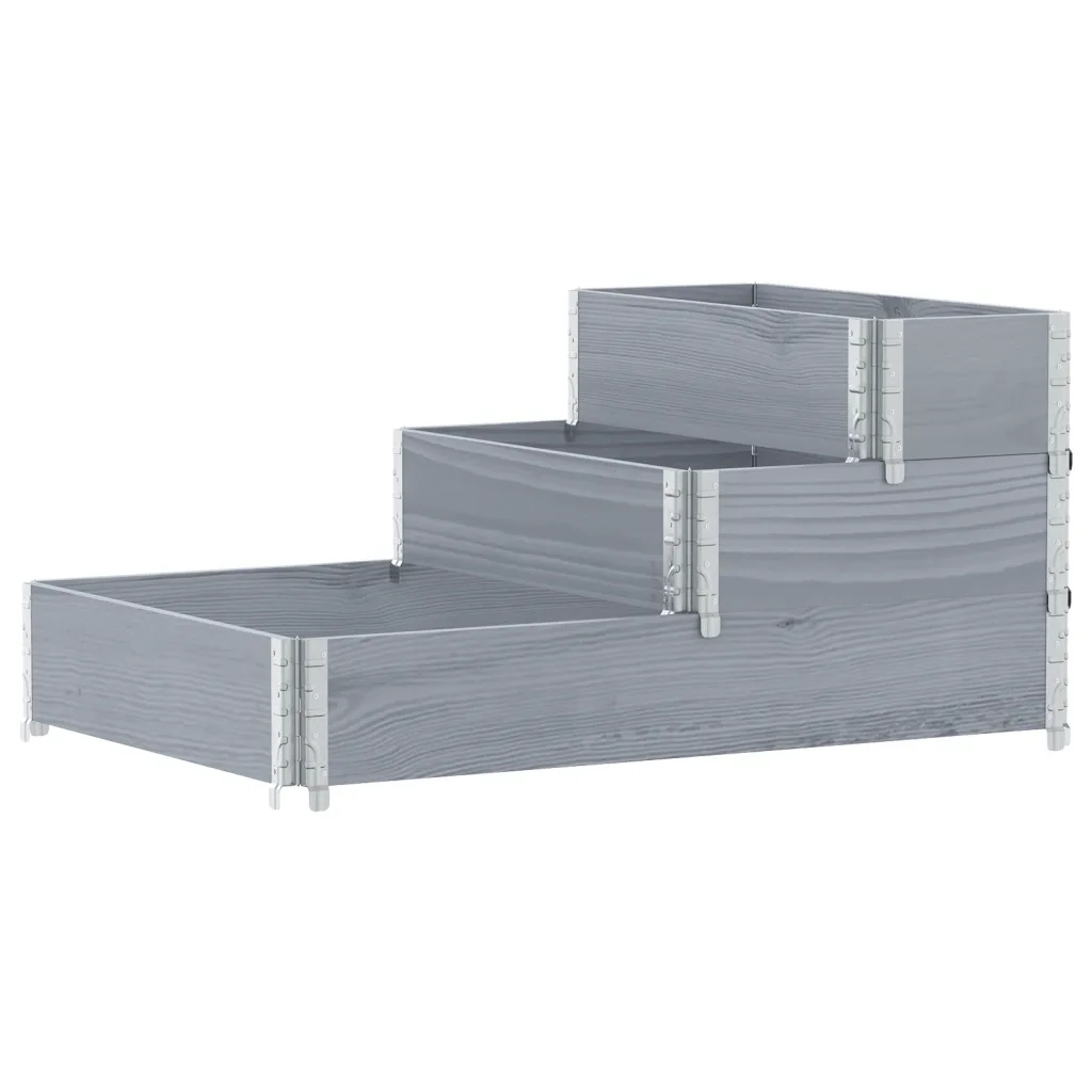 Fioriera Rialzata a 3 Livelli Grigia 120x80 cm Legno di Pino