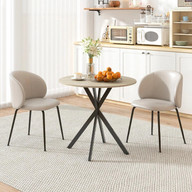 Tavolo da pranzo - rotondo per 2 - stile industriale - gambe in acciaio - Ø80x75 cm - rovere - cucina