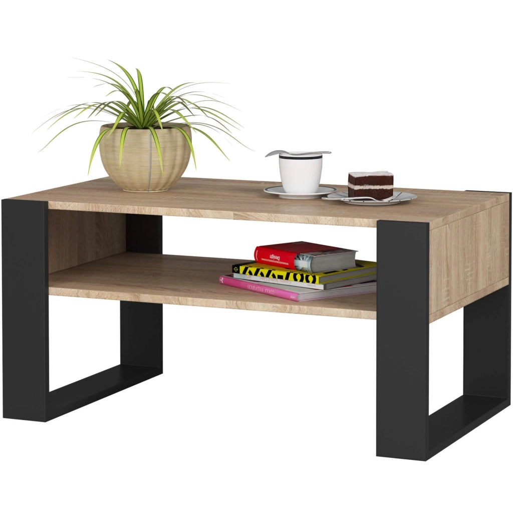 Tavolino da caffè AKORD DOMI Sonoma Quercia 92 cm Colore Nero 92x53x45 cm