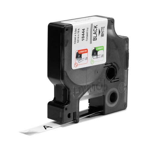 DYMO Rhino etichette industriali in vinile autoadesive / rotolo da 12 mm x 5,5 m / stampa nera su bianco
